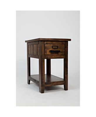 One Drawer Chairside Table with Acacia and Veneer for Industrial Style