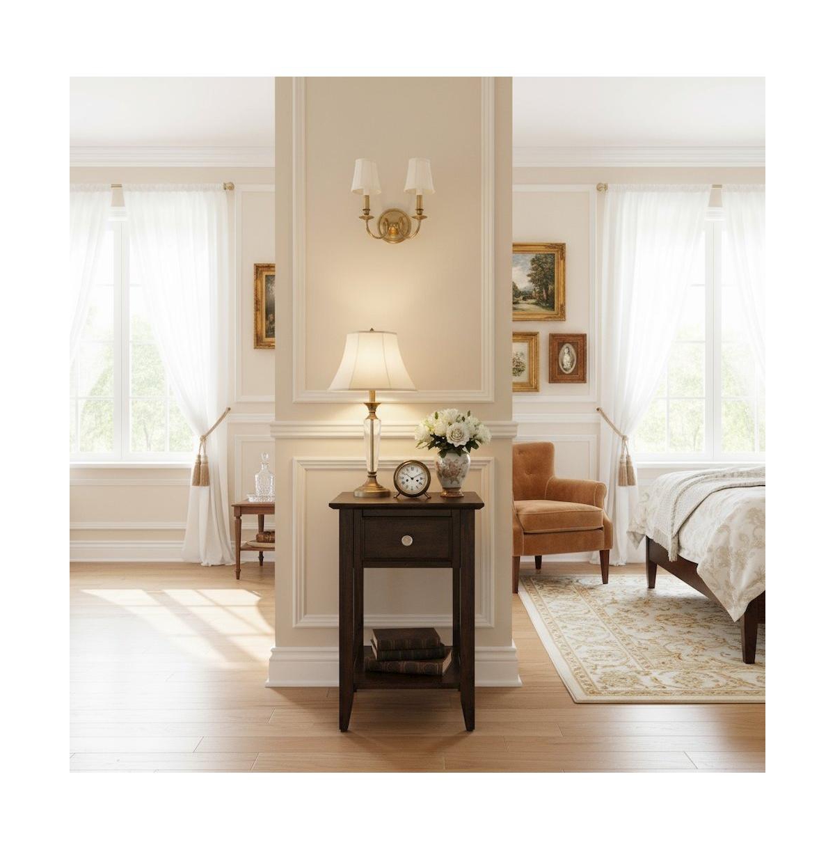 Starlight Canyon Home Espresso Wooden End Table with Drawer, Elegant Side Table for Bedroom - Brown