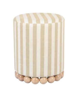 Striped Linen Ottoman, Casual Textured Accent Seat