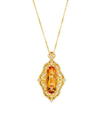 Diamond and Citrine Pendant (1/6 ct. t.w.) in 14k Yellow Gold