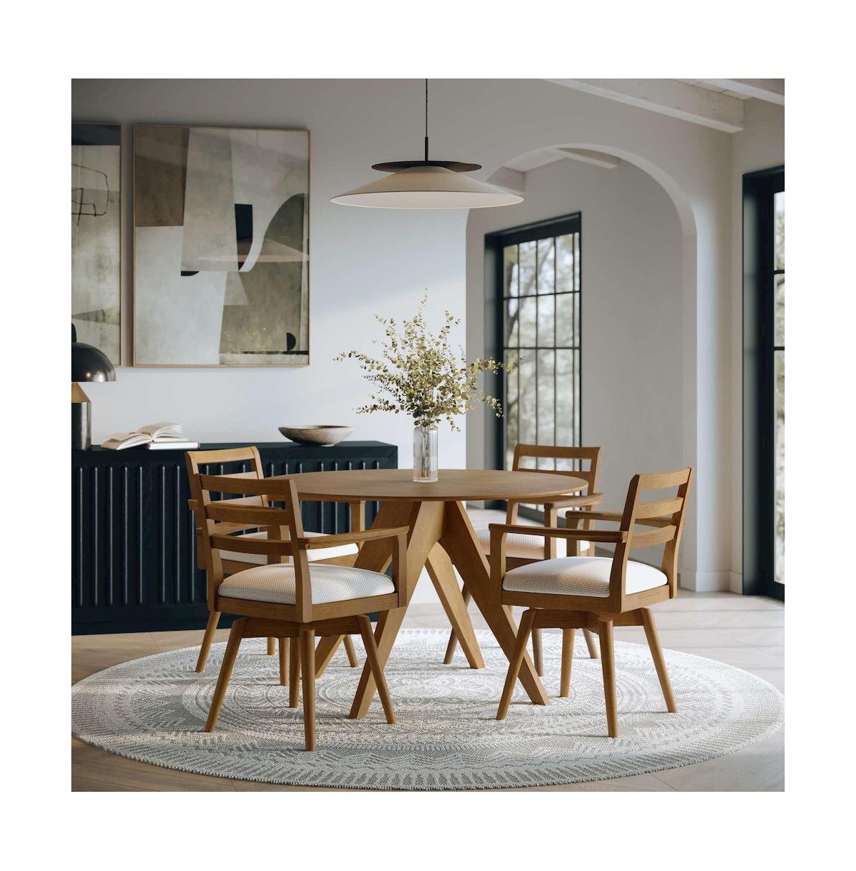 Jofran Axis Mid-Century Modern Upholstered Ladderback Swivel Dining Chair - Set of 2