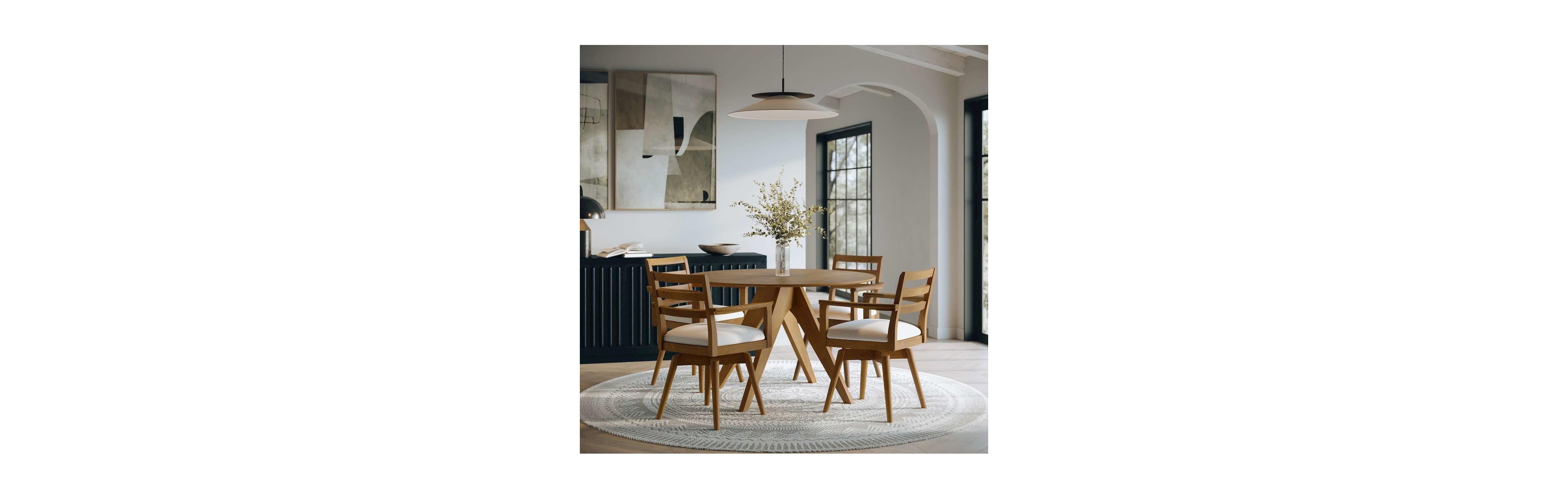 Jofran Axis Mid-Century Modern Upholstered Ladderback Swivel Dining Chair - Set of 2