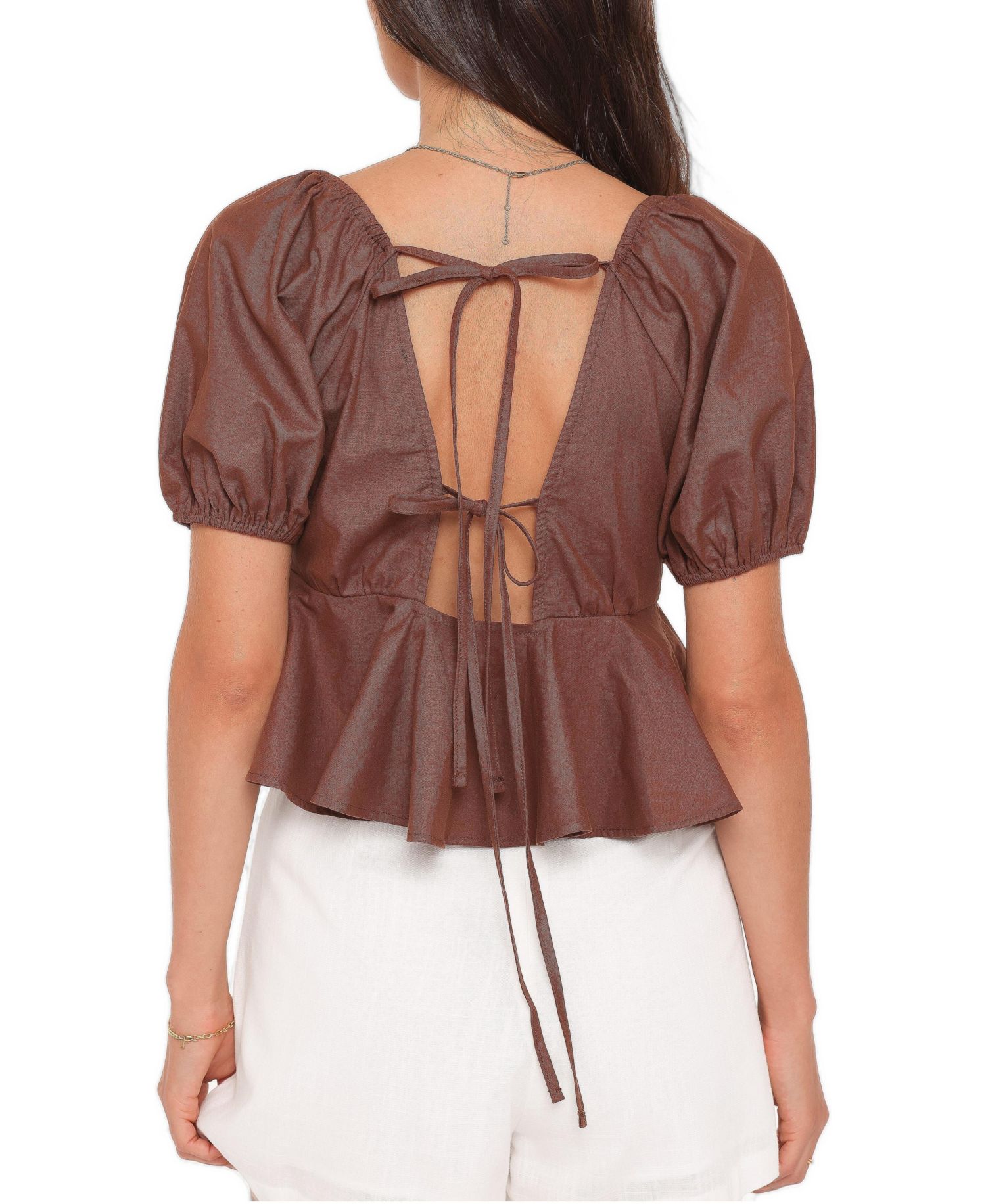 Women's Brienne Tie-Front V-Neck Open-Back Top