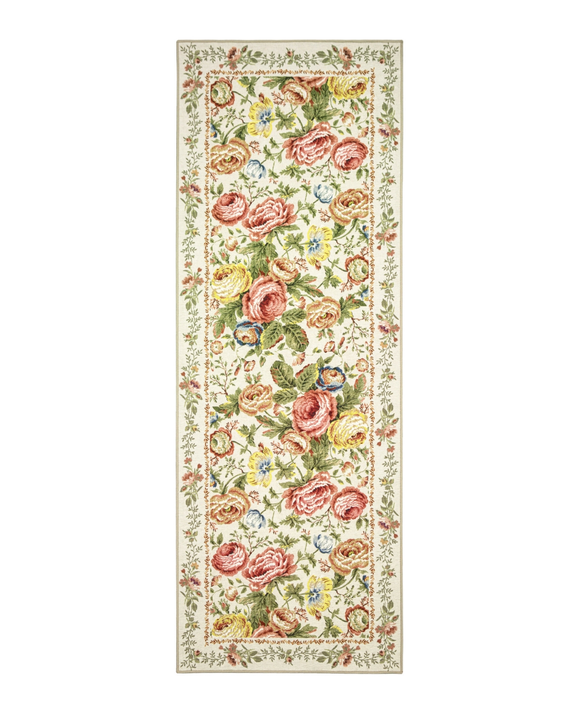 Laura Ashley Uffington Roses Border Floral Slip Resistant Runner Rug, 29" x 72"