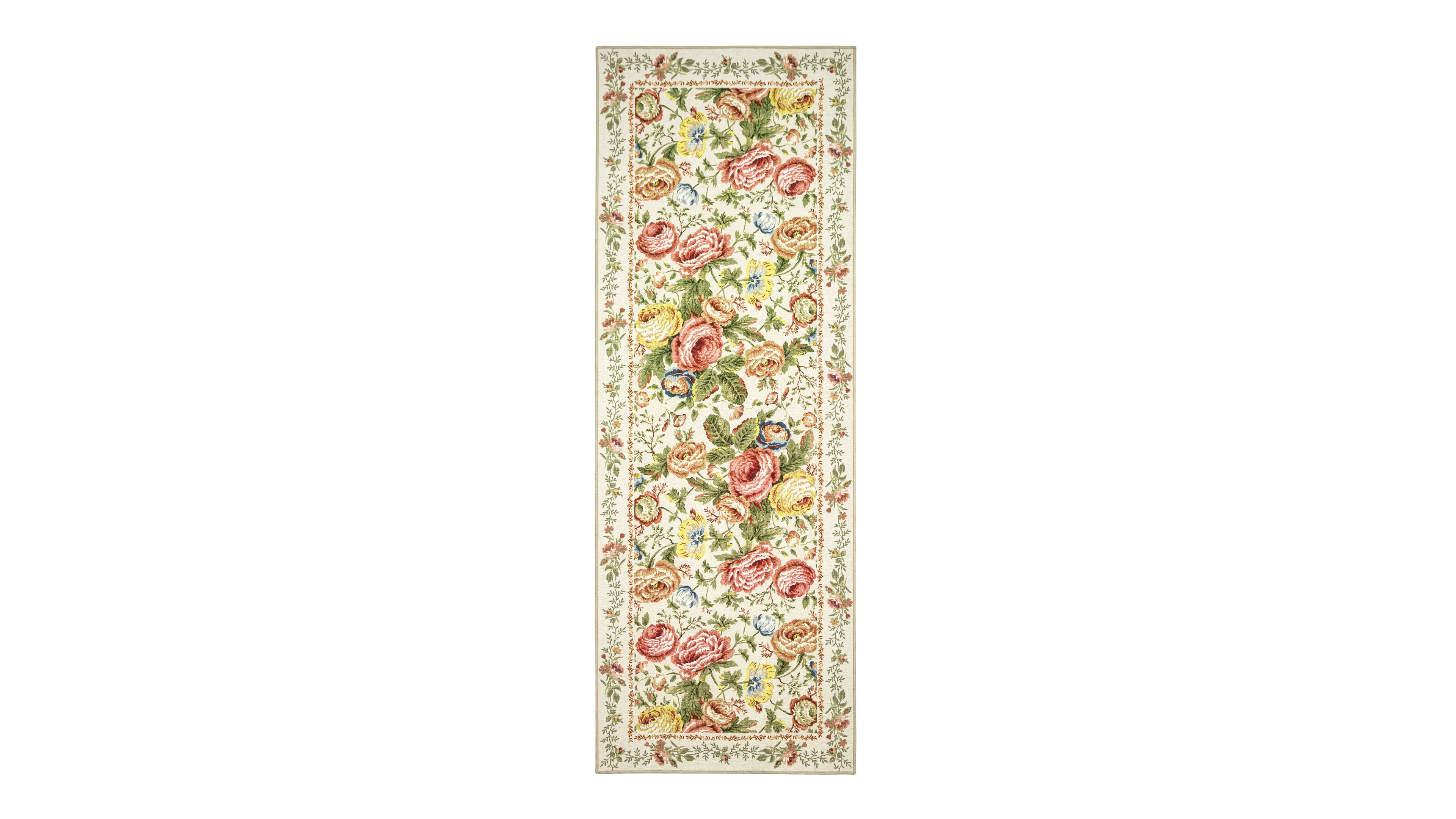 Laura Ashley Uffington Roses Border Floral Slip Resistant Runner Rug, 29" x 72"