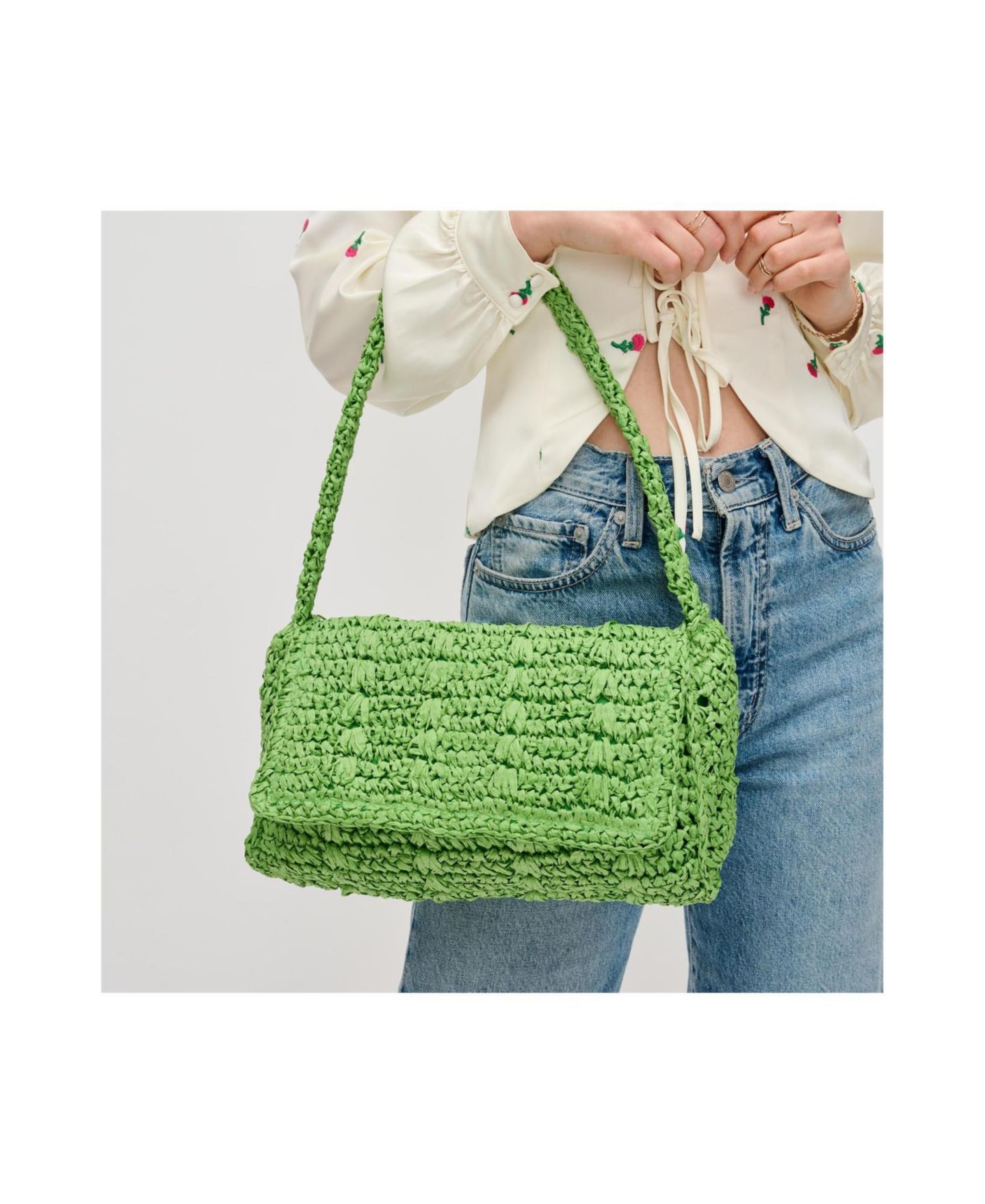 Женская сумка Urban Expressions Anika Woven Straw Detachable Chain Strap Crossbody, цвет: Зелёный — фото 5