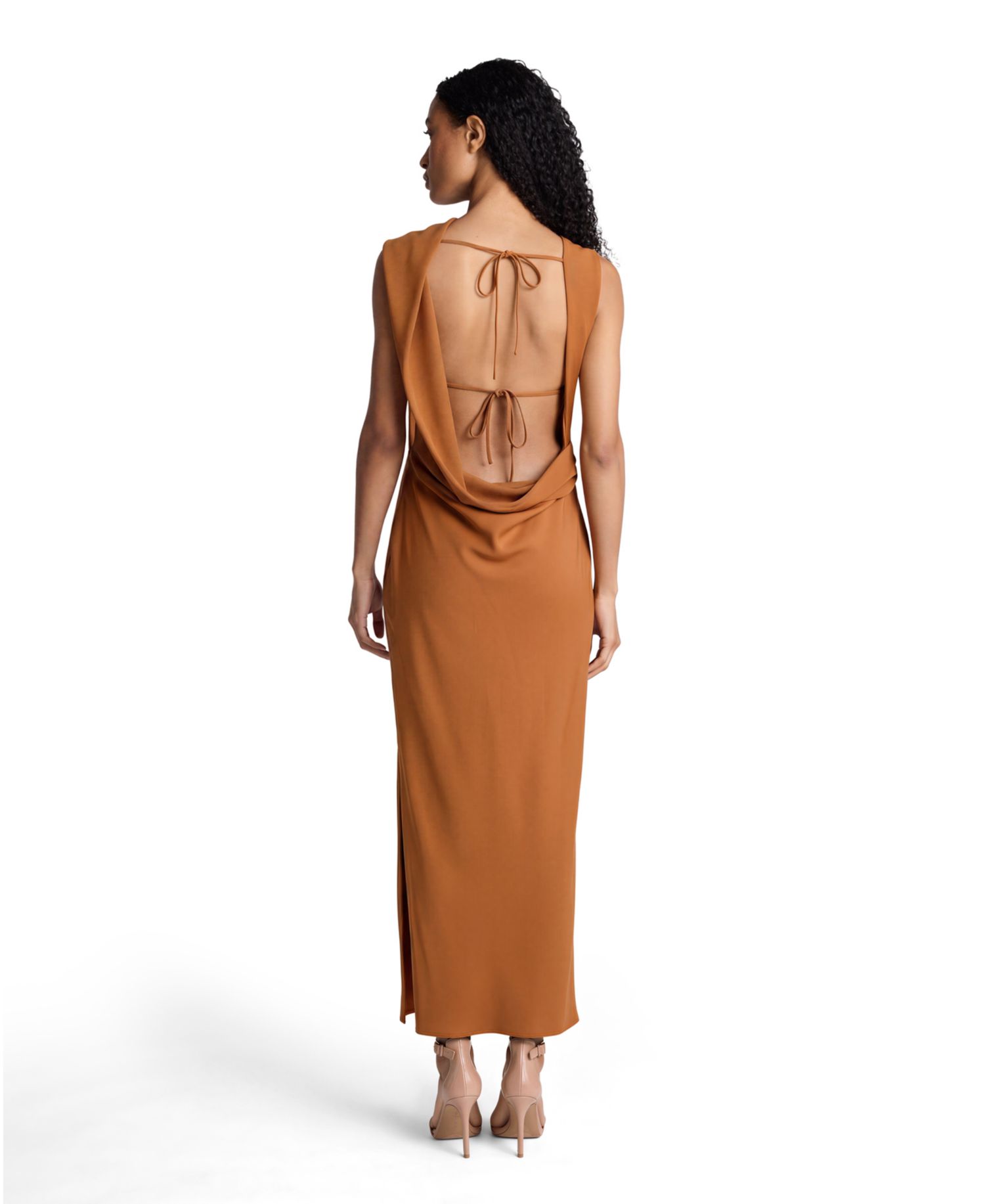 Women's Cowl Neck Drape-Back Maxi Dress