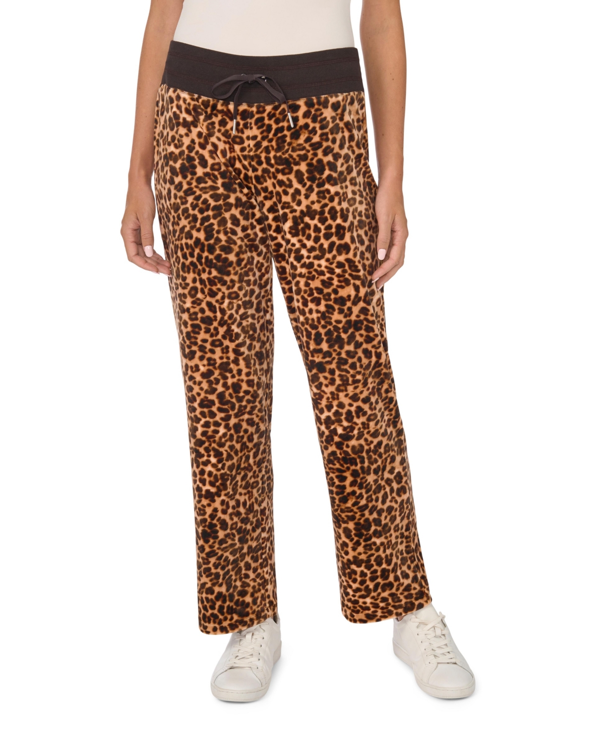 Vince Camuto Women's Leopard-Print Velvet Straight Pants