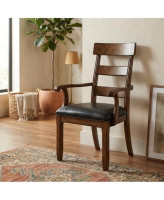 Distressed Mango Armchair with Upholstered Seat and Updated Lodge Style