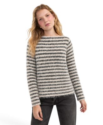 Women's Long-Sleeve Boat Neck Striped Top