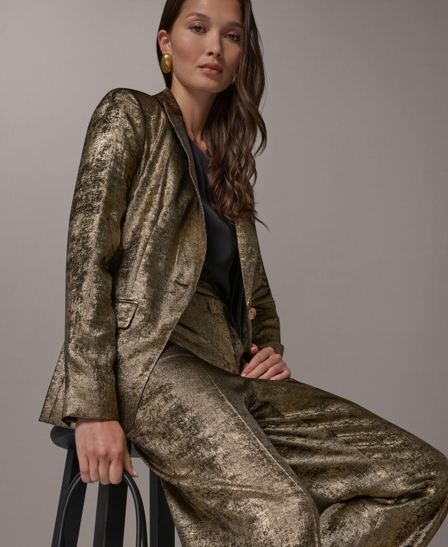 Женский бархатный блейзер Donna Karan New York с острыми лацканами, цвет: Золотой — фото 18