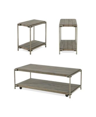 Corbeta 3Pieces Living Room Coffee Table and 2 Chairside Tables Set, Aged Graphite