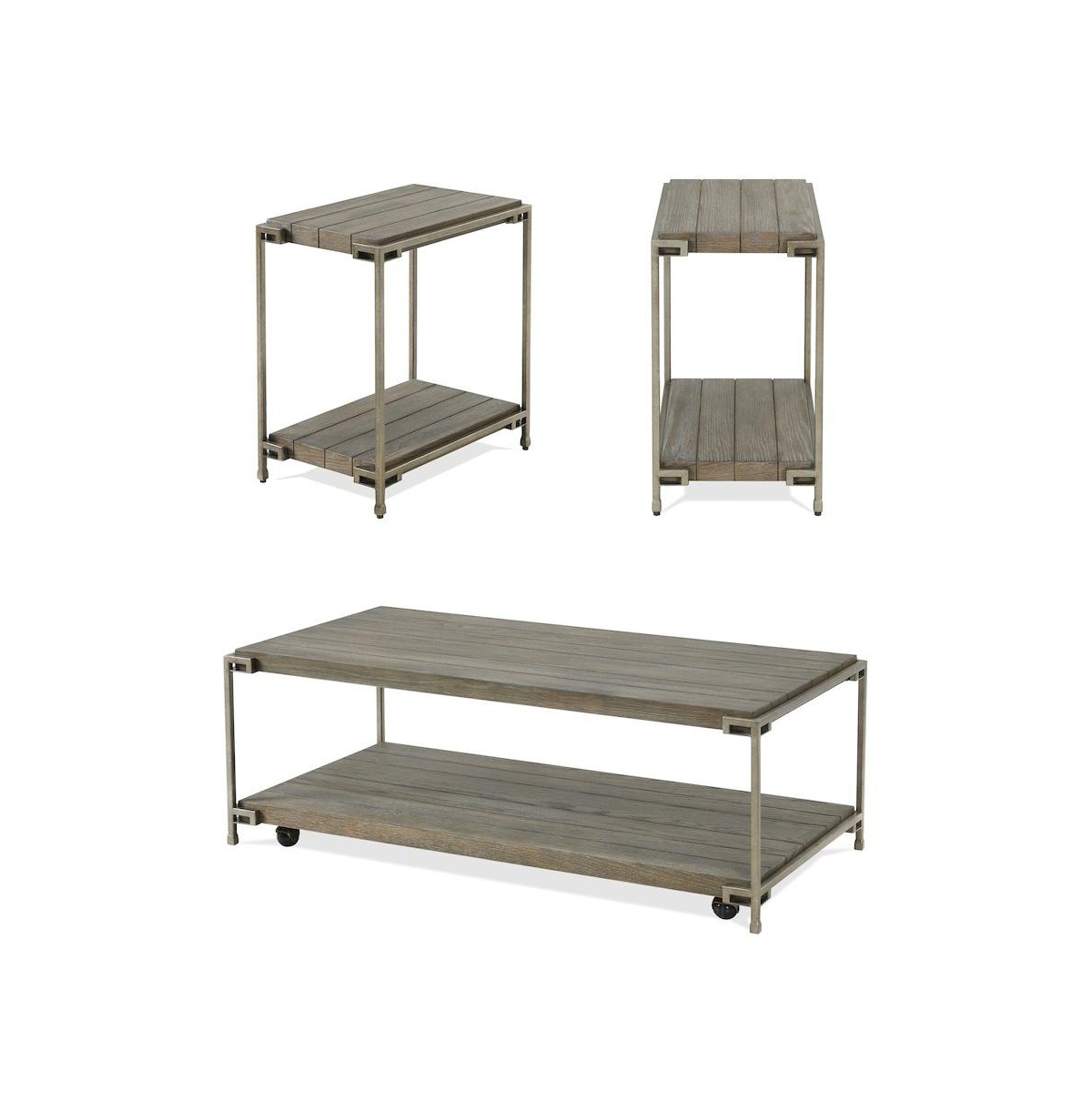 Roundhill Furniture Corbeta 3Pieces Living Room Coffee Table and 2 Chairside Tables Set, Aged Graphite