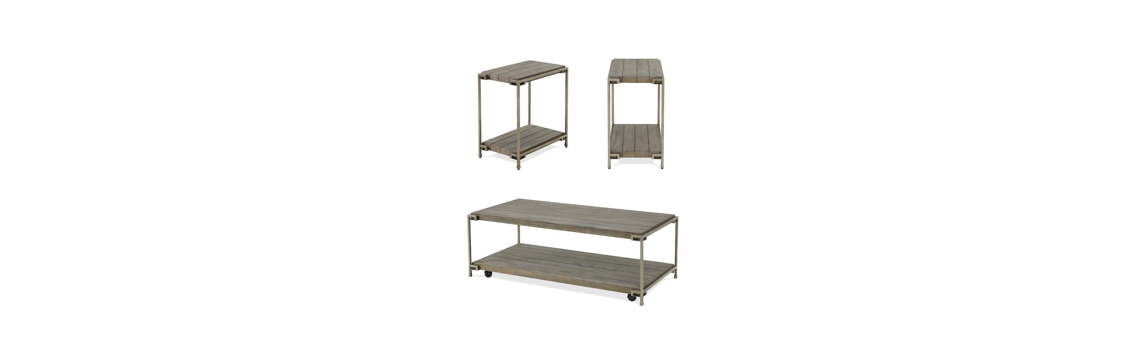 Roundhill Furniture Corbeta 3Pieces Living Room Coffee Table and 2 Chairside Tables Set, Aged Graphite