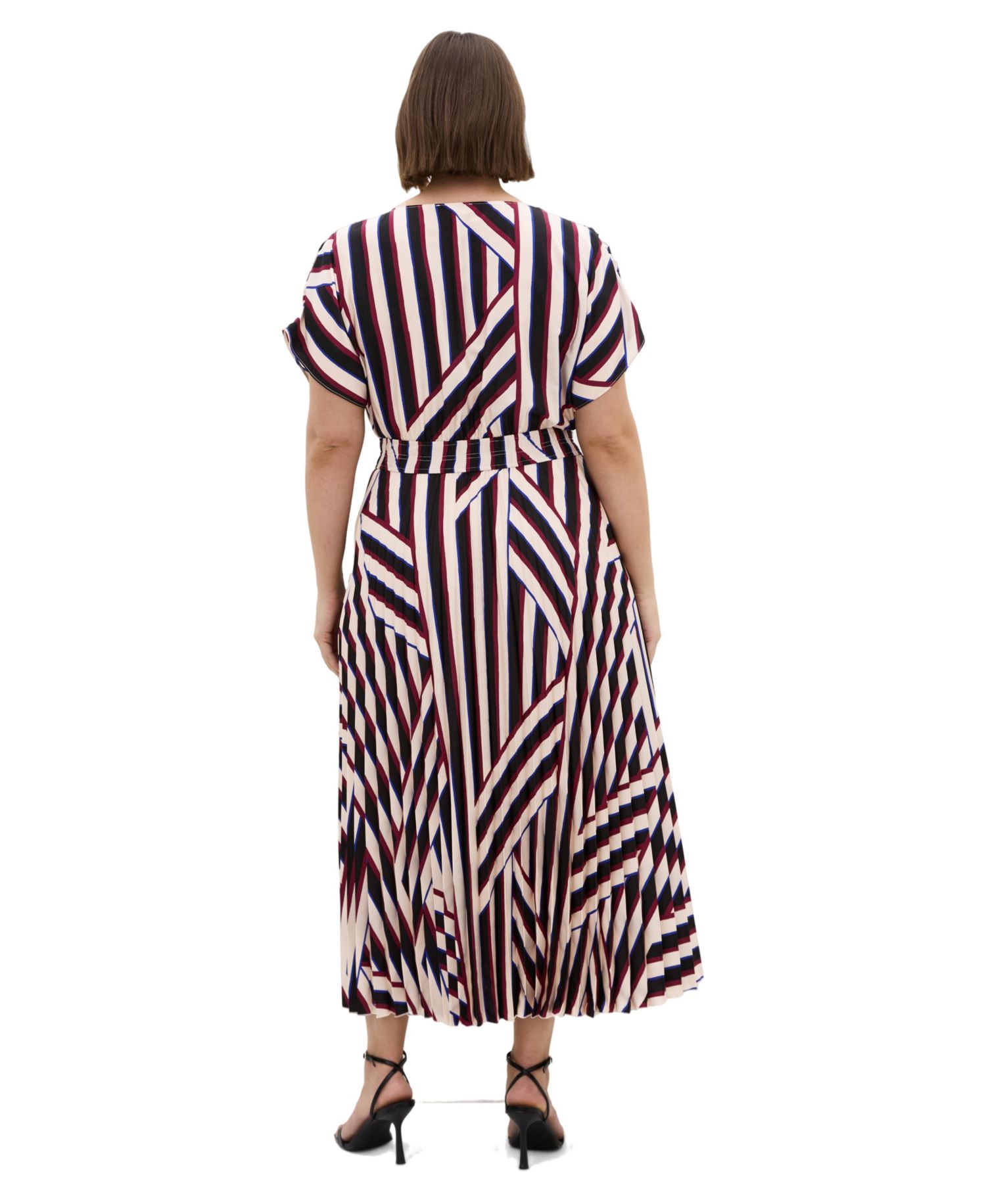 Plus Size Eloisa Striped Short-Sleeve V-Neck Dress