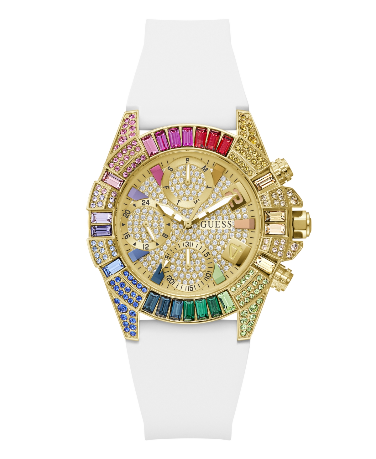 Guess Women's Quartz Day and Date Pride White Silicone Watch 39mm