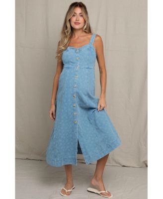 Maternity Floral-Print Square Neckline Midi Dress