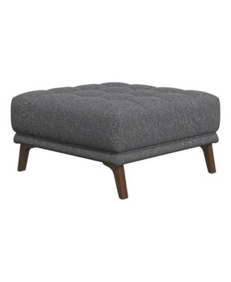 Gray Upholstered Square Ottoman with Foam and Solid Wood, Ideal Foot Rest