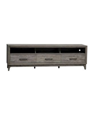 Driftwood gray TV console, contemporary style, wood construction
