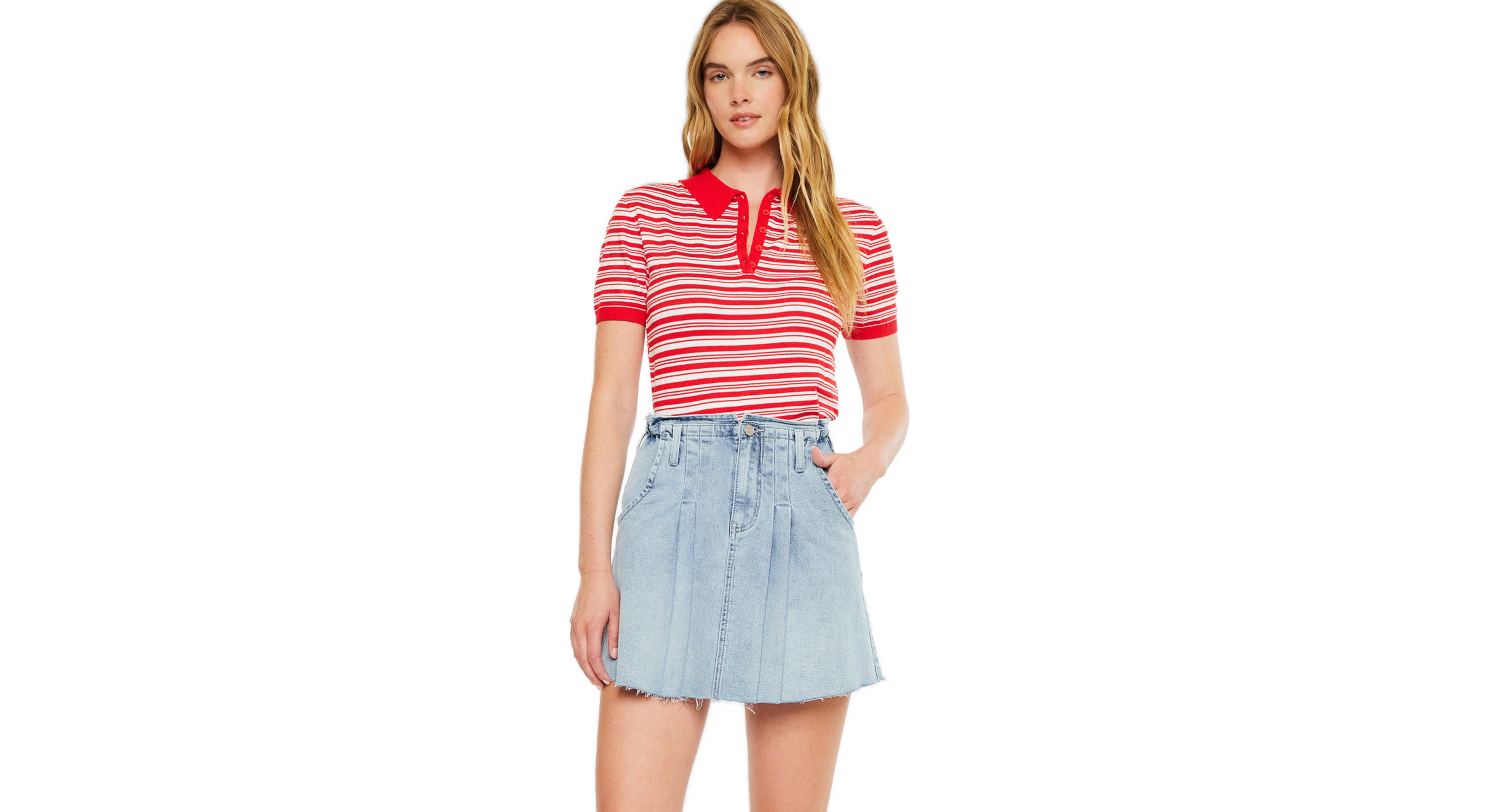 KanCan Women's Kerro High Rise Midi Skater Skirt