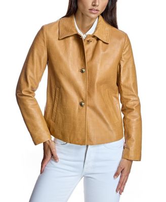 Women's Croc Stamped Leather Jacket