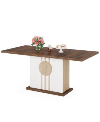 Wooden Farmhouse Dining Table for 4 to 6 People in Kitchen and Dining Room