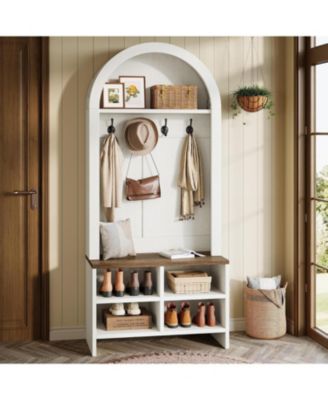 Arched Hall Tree with Bench and Shoe Storage,70.87" Coat Rack