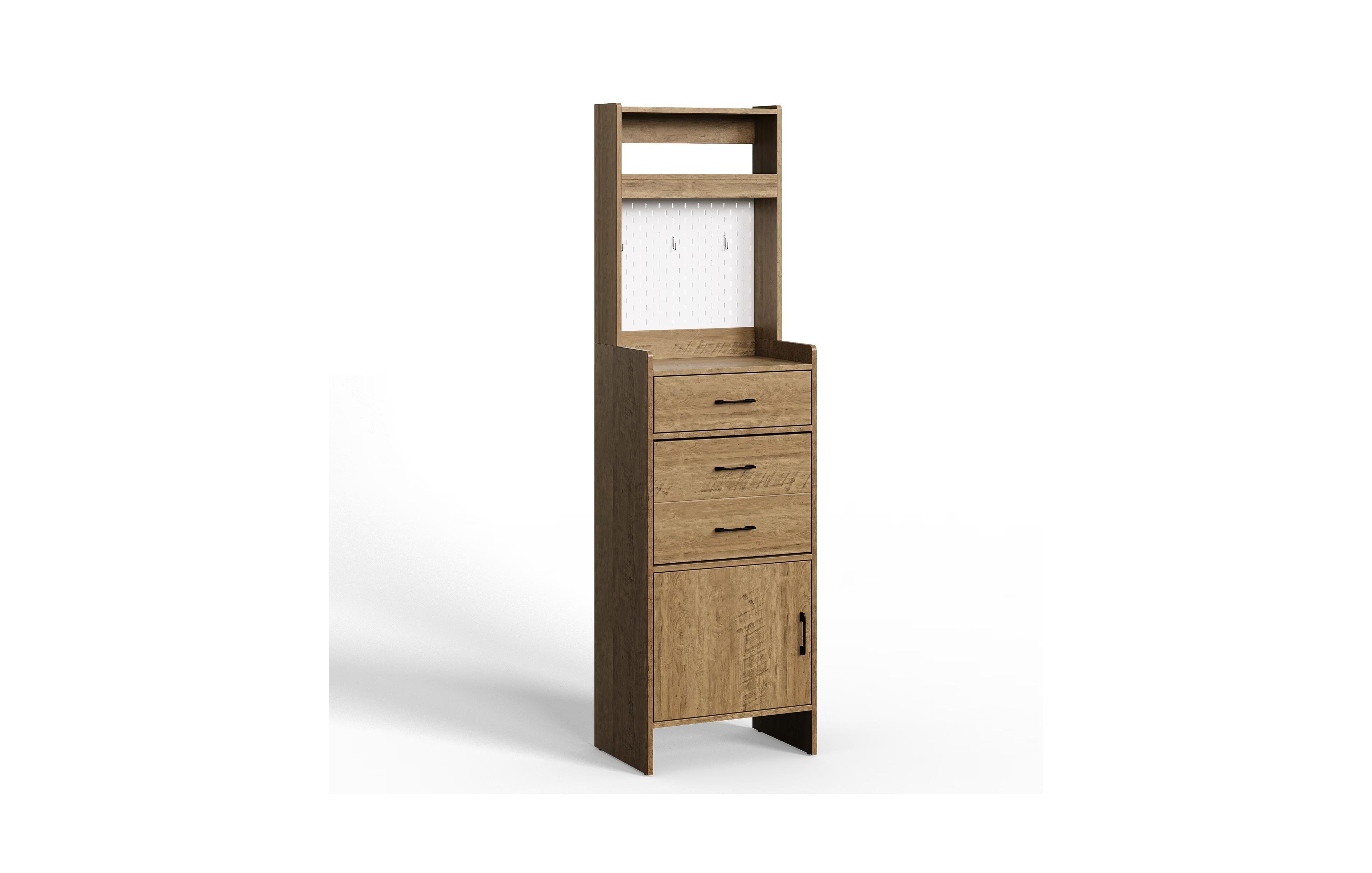 Boyel Living Slim Tall Wood Shoe Cabinet, Flip Drawer Entryway Organizer with Pegboard and Open Shelf