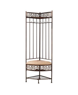 Metal Corner Coat Rack Hall Tree with Shoe Bench for Foyer Entryway