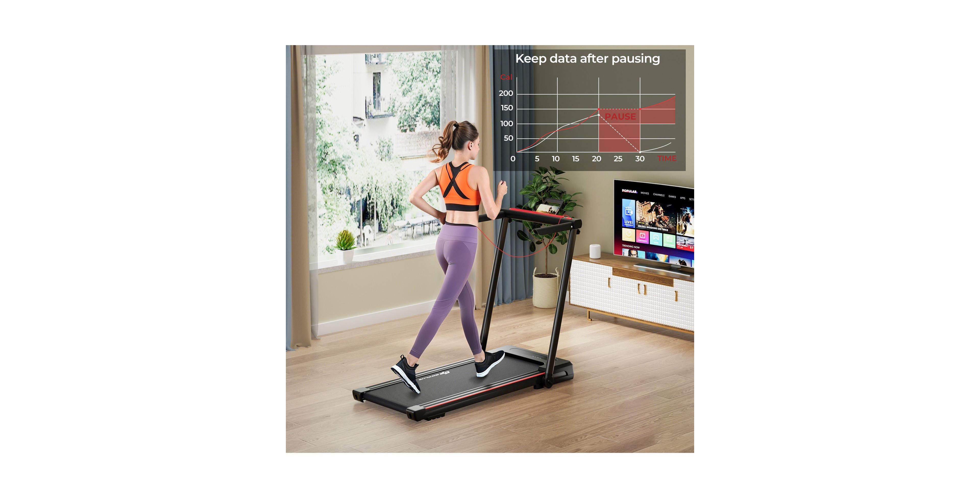 Zeny 3-in-1 Folding Treadmill with Large Desk and Lcd Display