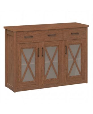 47 Inch Farmhouse Buffet Sideboard with 3 Barn Doors and 2 Drawers