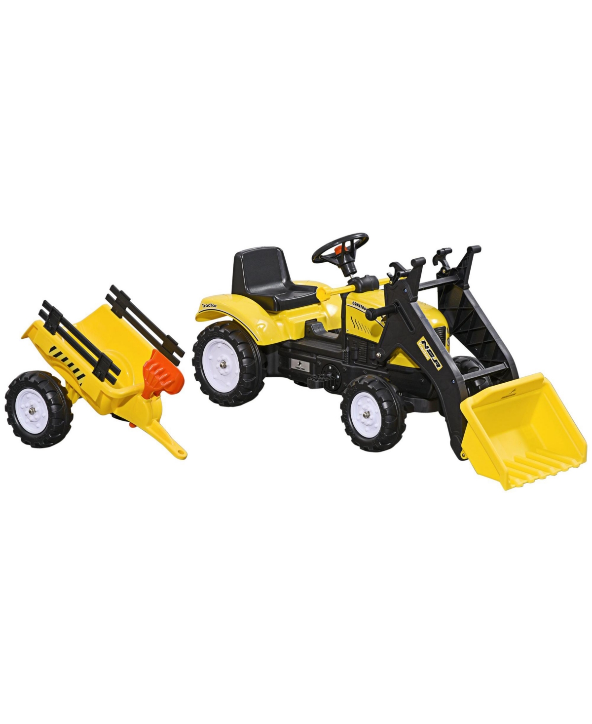 Sevorley Tractor with Front Loader and Detachable Trailer Ride-On, Ages 3-6