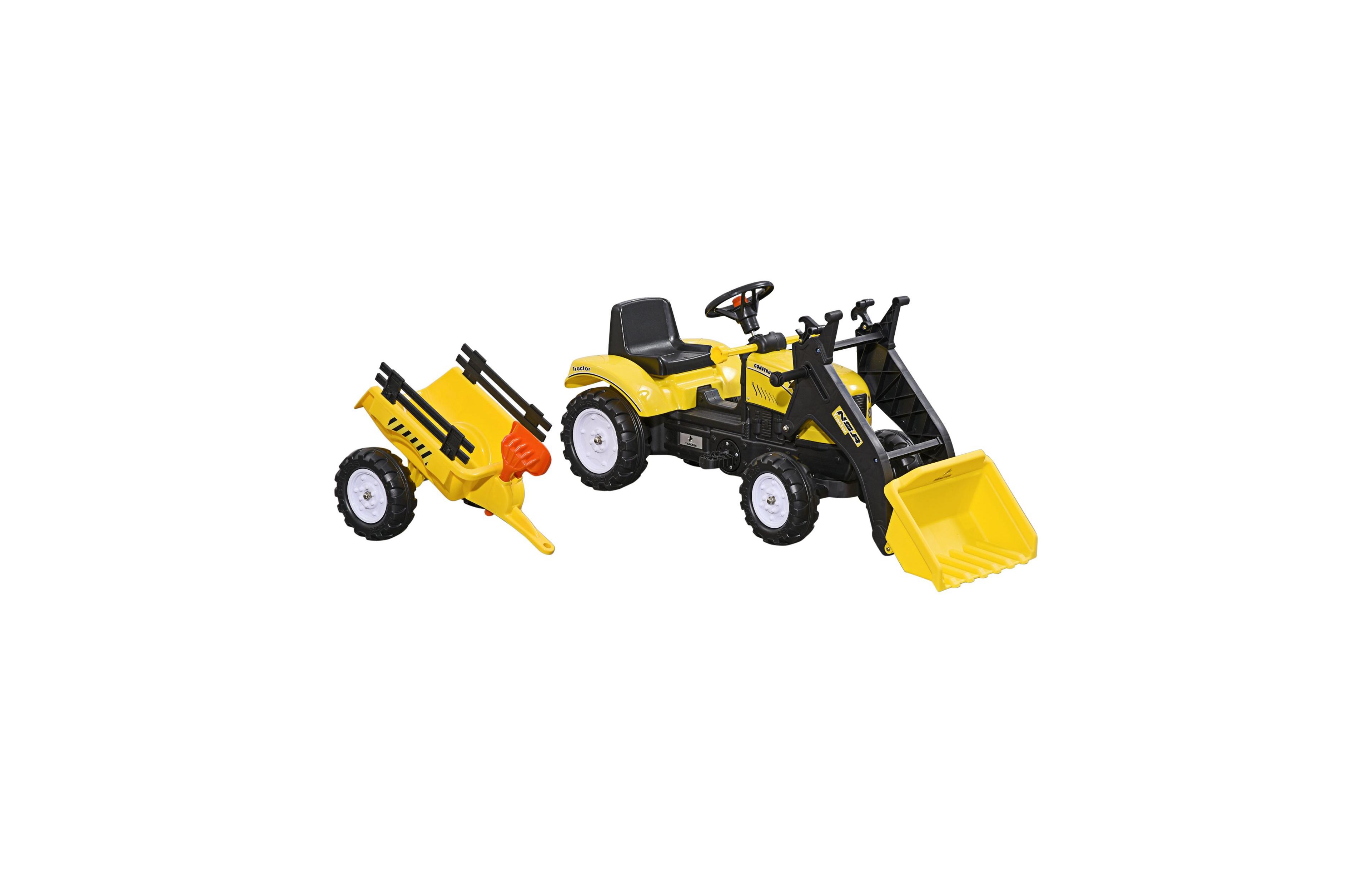 Sevorley Tractor with Front Loader and Detachable Trailer Ride-On, Ages 3-6