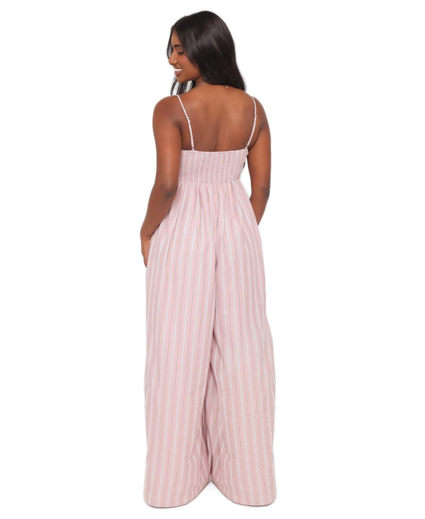 Женский комбинезон Petal and Pup Pricilla Wide-Leg Square-Neck Sleeveless Jumpsuit, цвет: Розовый полосатый — фото 3