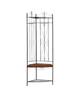 Metal Corner Hall Tree with Coat Rack and Storage Bench