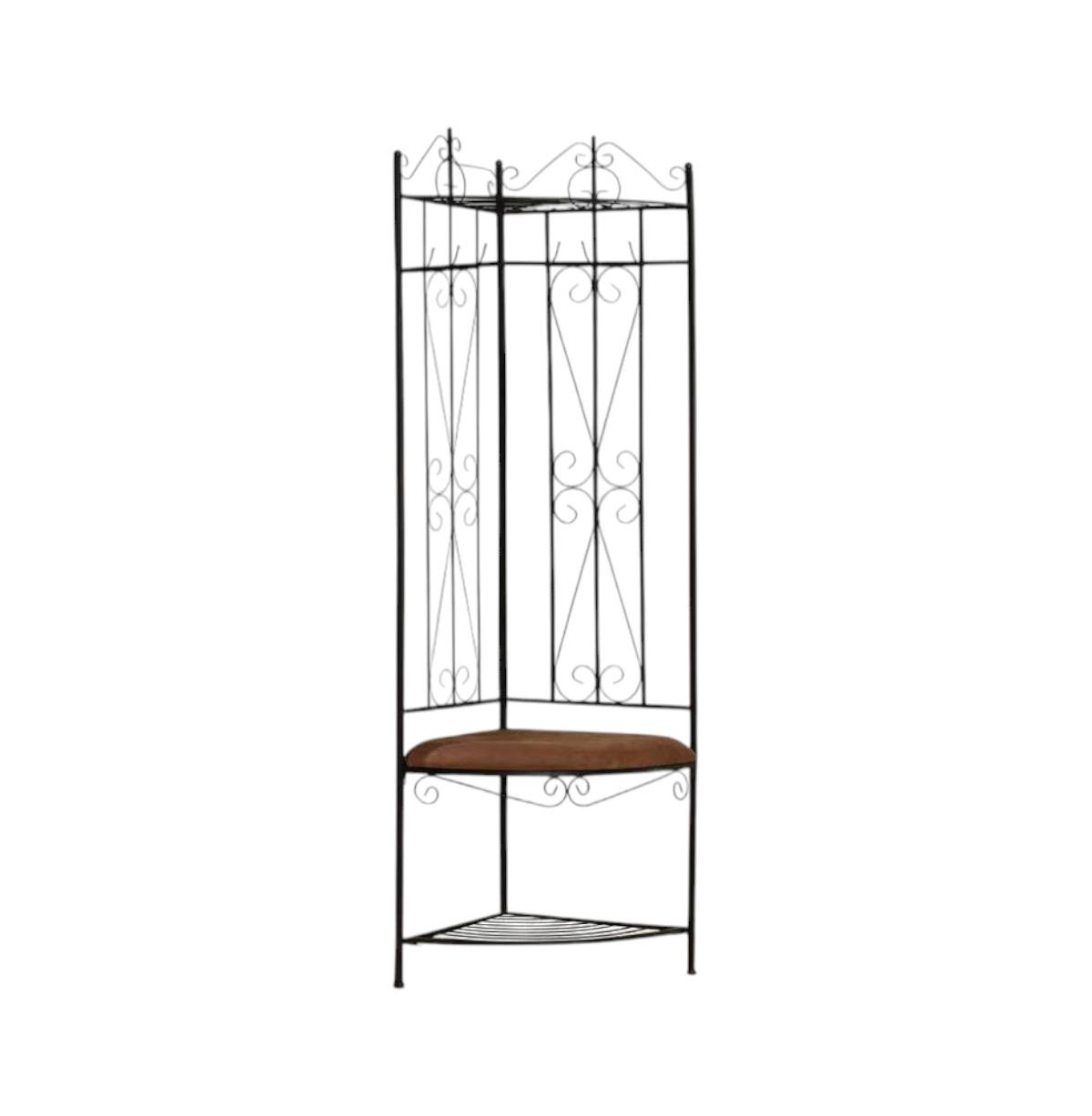 Slickblue Metal Corner Hall Tree with Coat Rack and Storage Bench