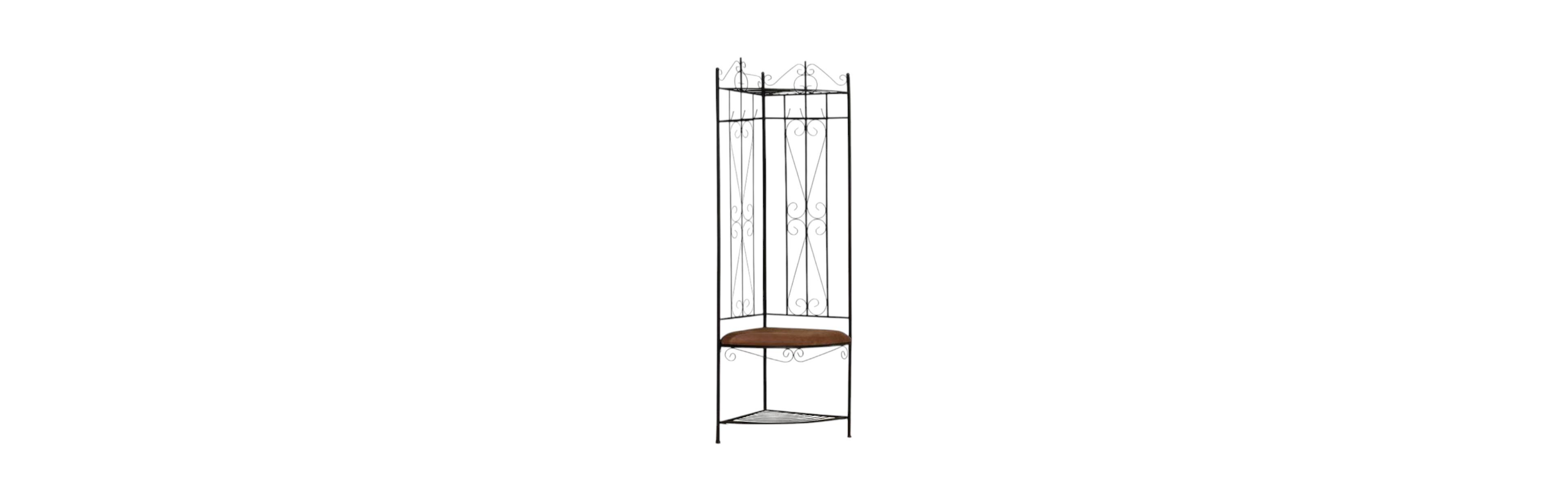 Slickblue Metal Corner Hall Tree with Coat Rack and Storage Bench