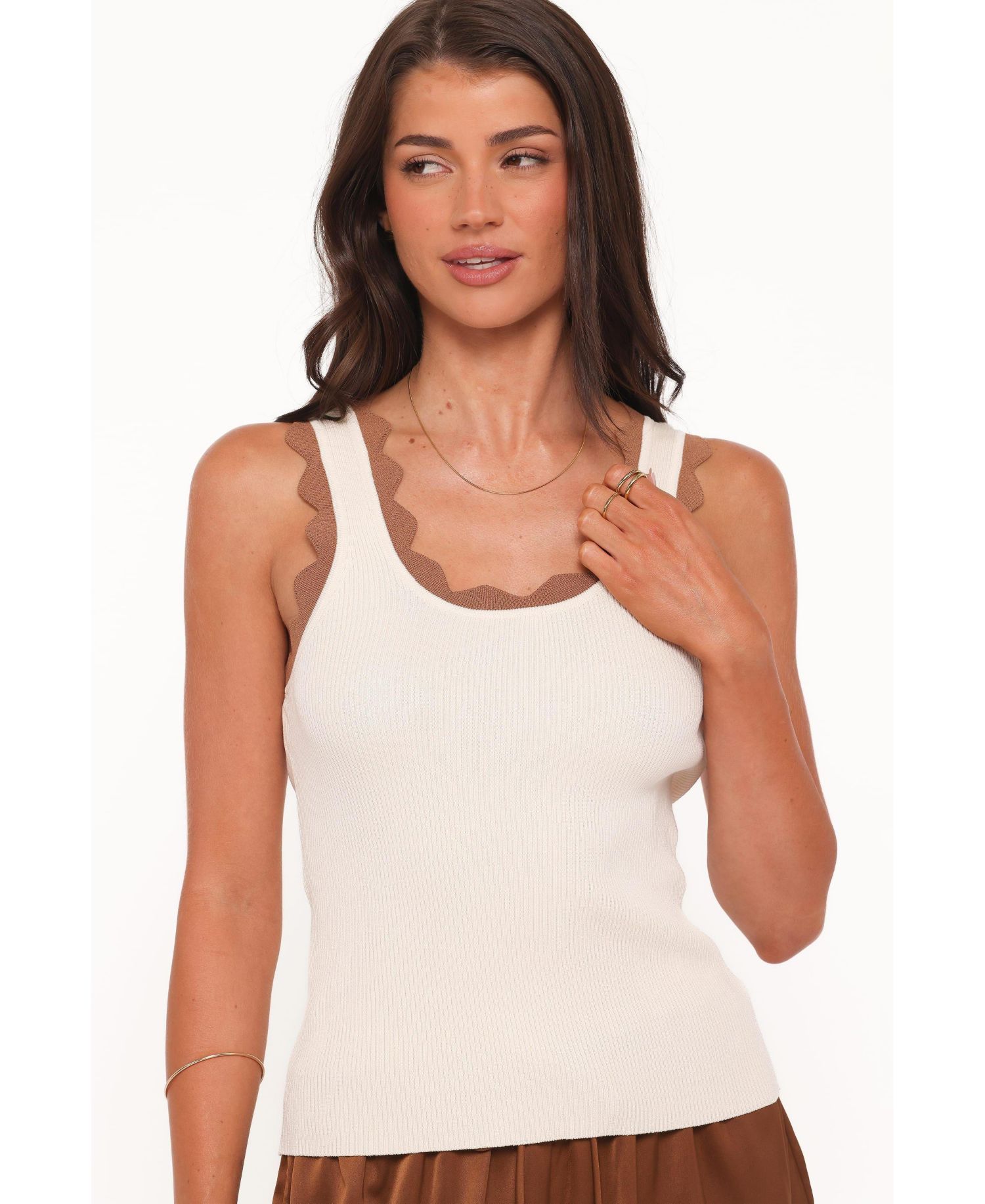 Women's Johnson Scalloped Trim Ribbed Knit Tank