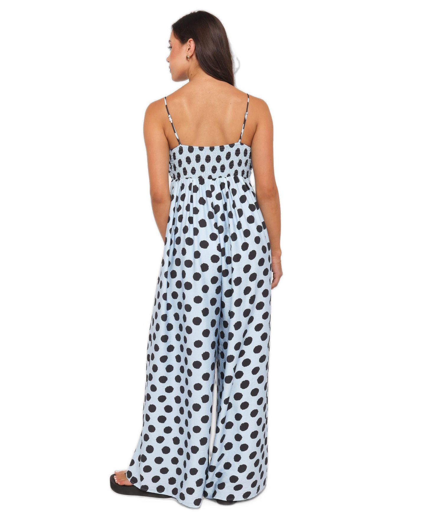 Женский комбинезон Petal and Pup Pricilla Square-Neck Sleeveless Wide-Leg Jumpsuit, цвет: Синий в горошек — фото 3