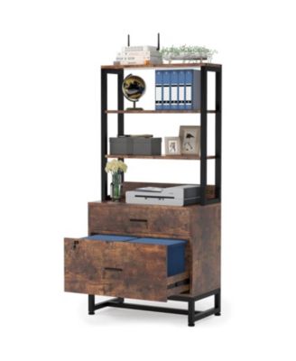 2-Drawer Lockable File Cabinet and Bookshelf for Office Organization
