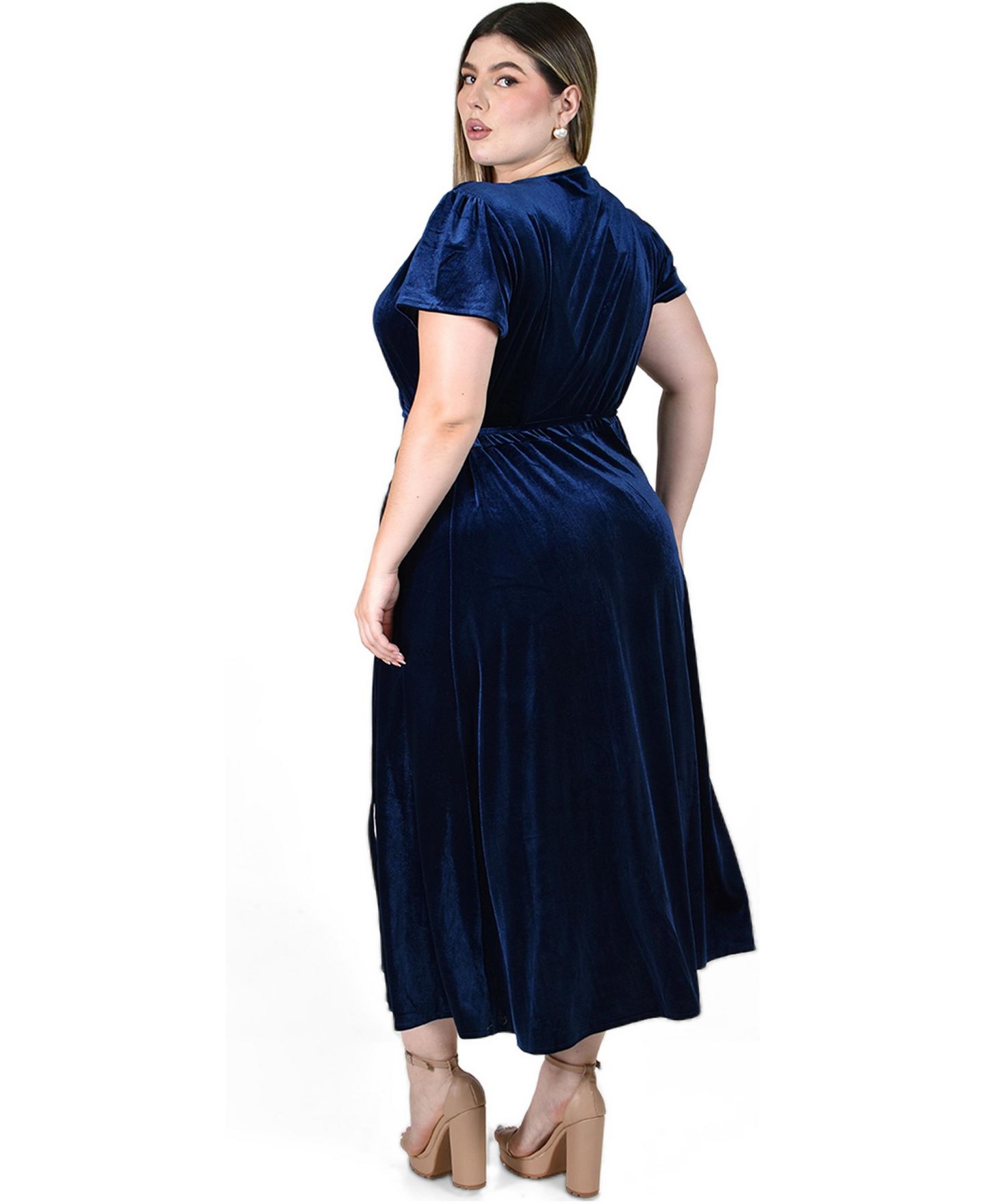 Женское платье Roman Fashion Velvet Wrap, цвет: Тёмно-синий — фото 3