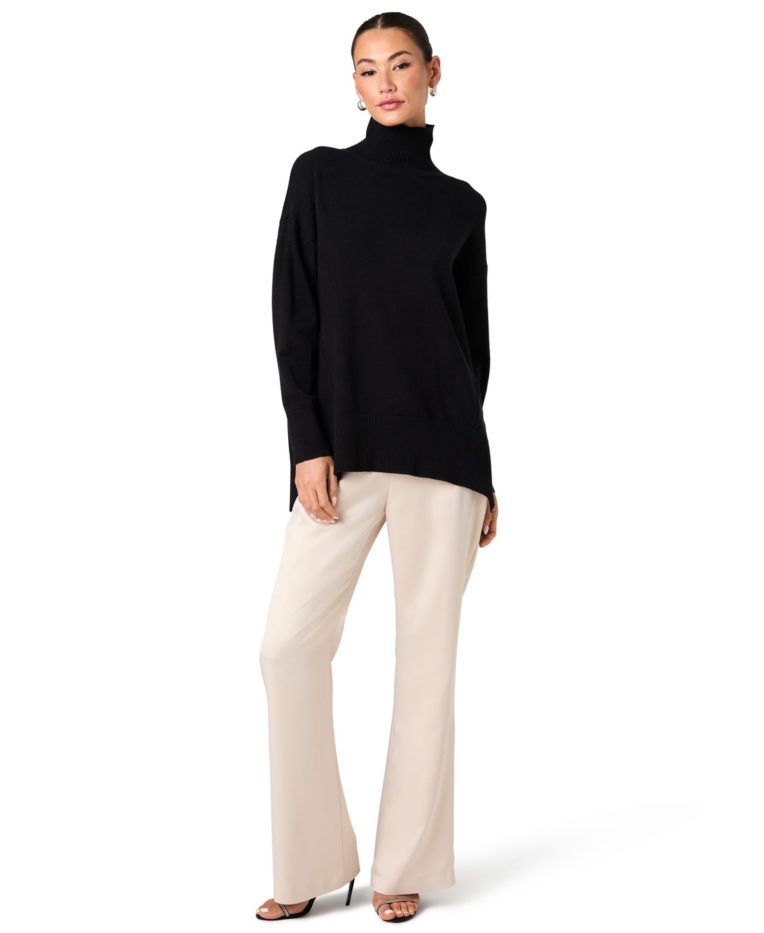 Women's Long-Sleeve Turtleneck Side-Slit Sweater