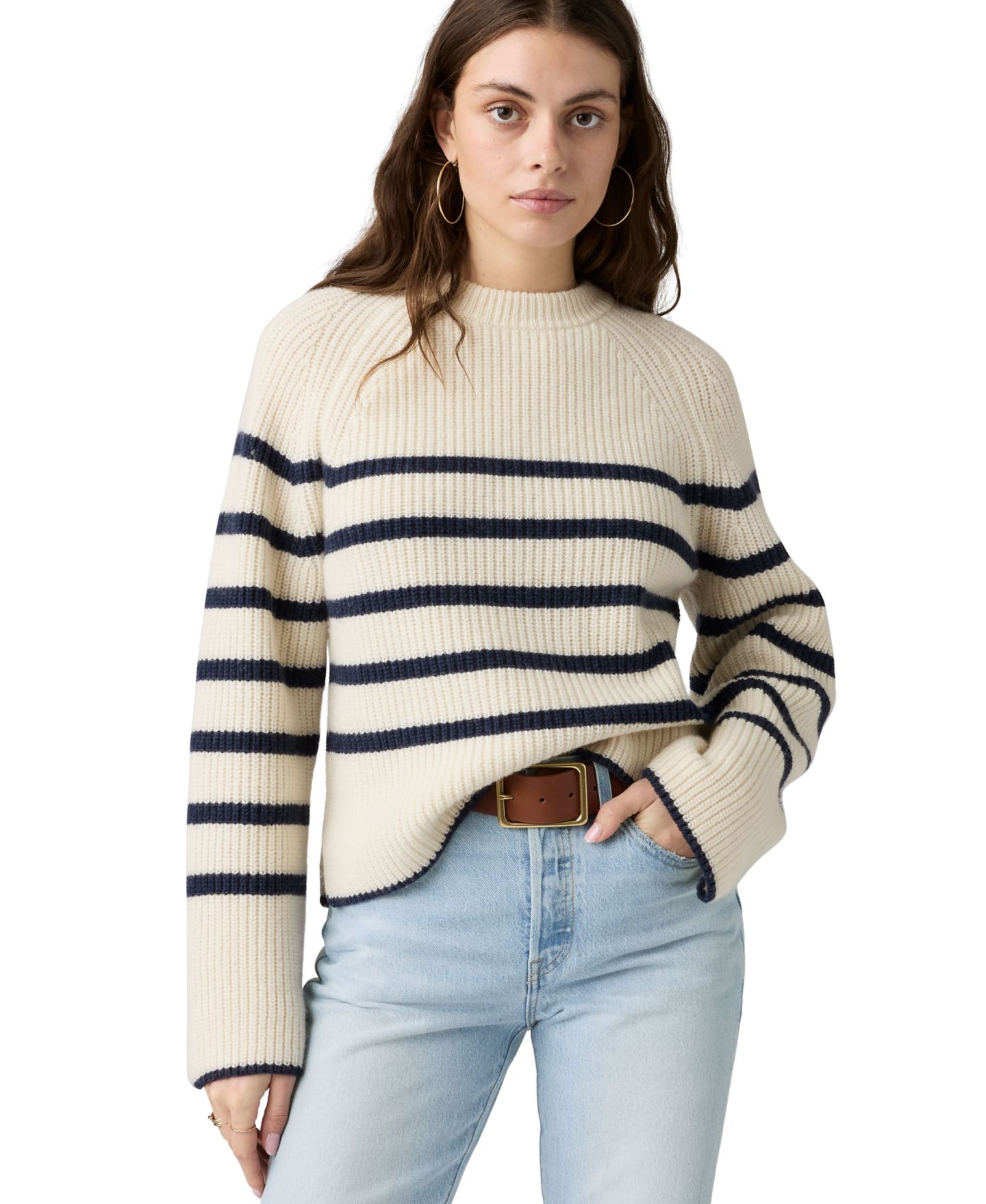 Женский свитер Levi's Premium Frida Long-Sleeve Crewneck Stripe, цвет: Полосатый — фото 1