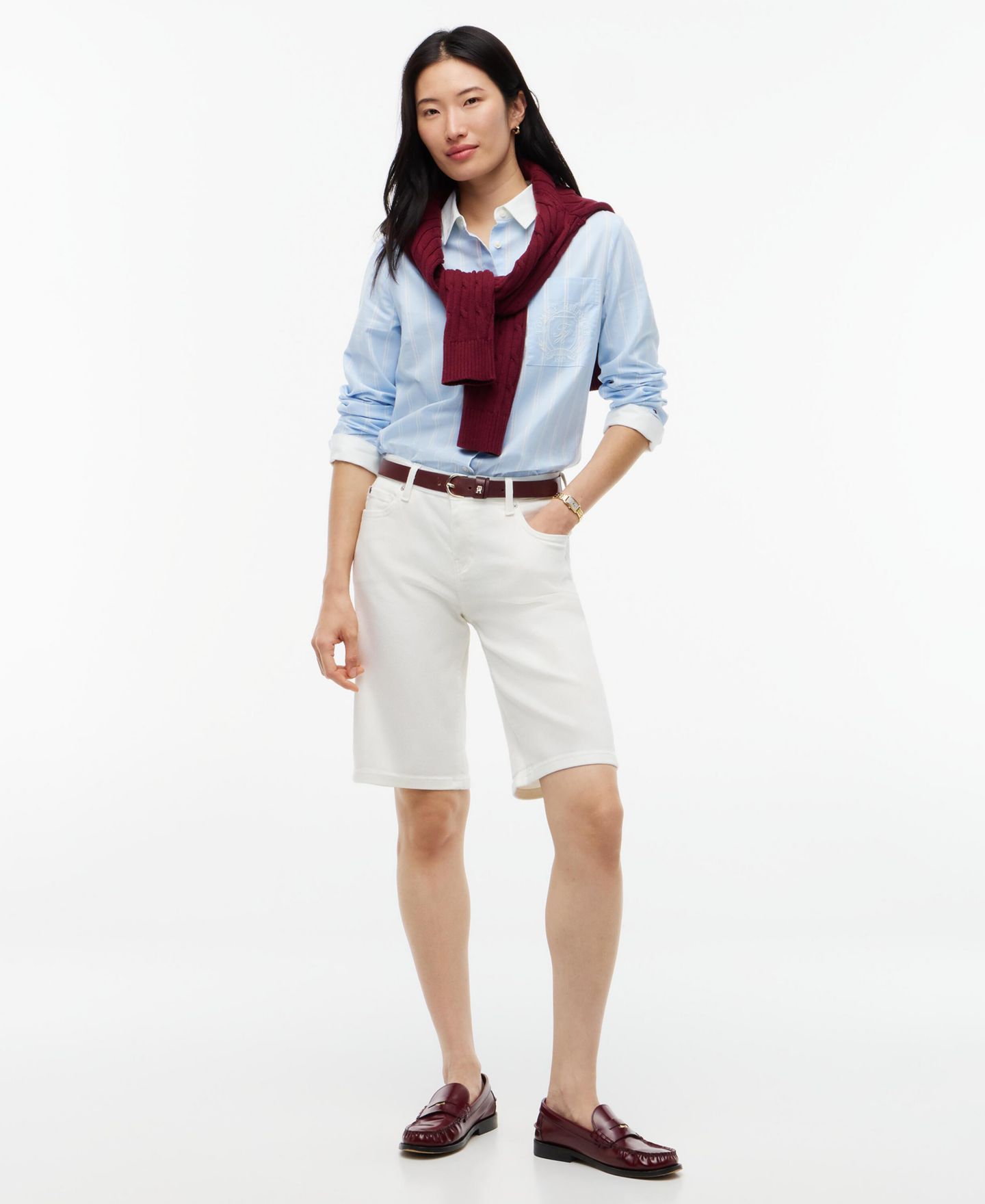Женские шорты Tommy Hilfiger Denim Five-Pocket Bermuda, цвет: Оптический — фото 2