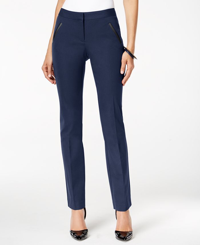 Alfani FauxLeatherTrim SlimLeg Pants, Created for Macy's Macy's