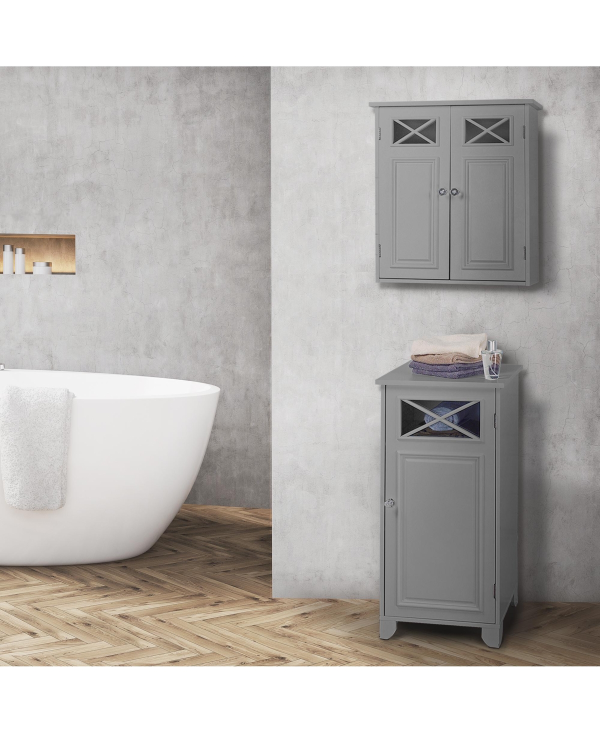 Teamson Home Dawson Contemporary Removable Wooden Wall Cabinet - Grey