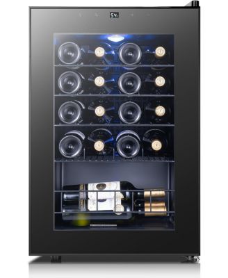 Mini Cooler 12 Bottles Small Fridge With Glass Door Movable Rack 37-65degree Tabletop Built-in Under Counter Portable For Home and Office