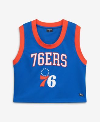 Women's  Royal Philadelphia 76ers Cropped Basketball Scoop Neck Tank Top
