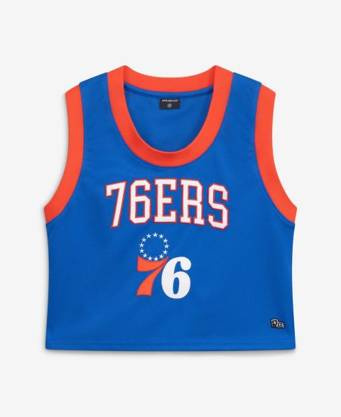 Женский топ Hype And Vice Royal Philadelphia 76ers Cropped Basketball Scoop Neck