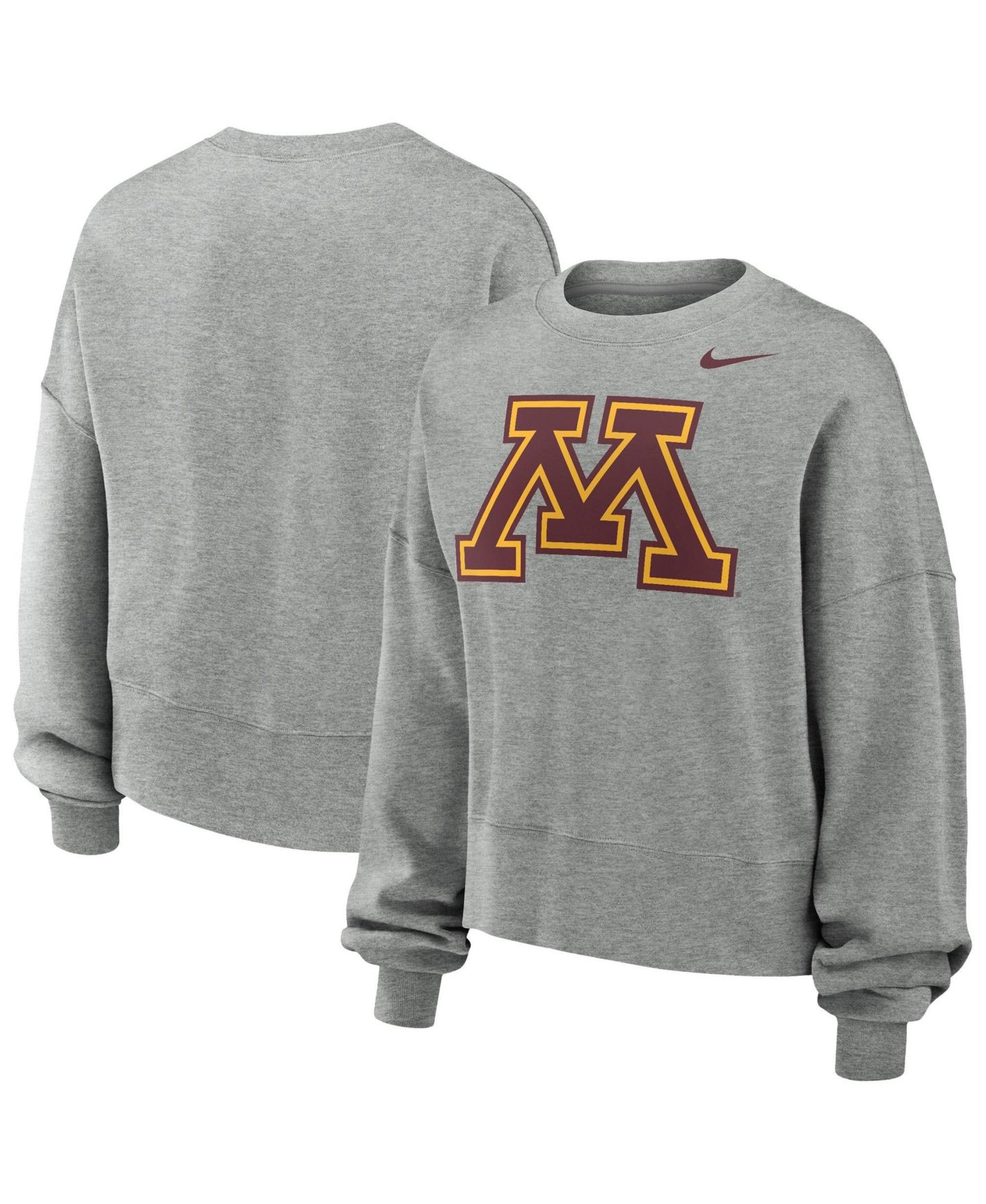 Женская толстовка Nike Heather Gray Minnesota Golden Gophers Phoenix Fleece Pullover — фото 1